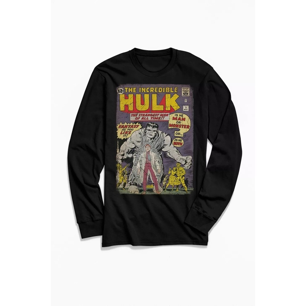 Marvel Incredible Hulk Vintage Comic Book Long Sleeve T Shirt Men's XL